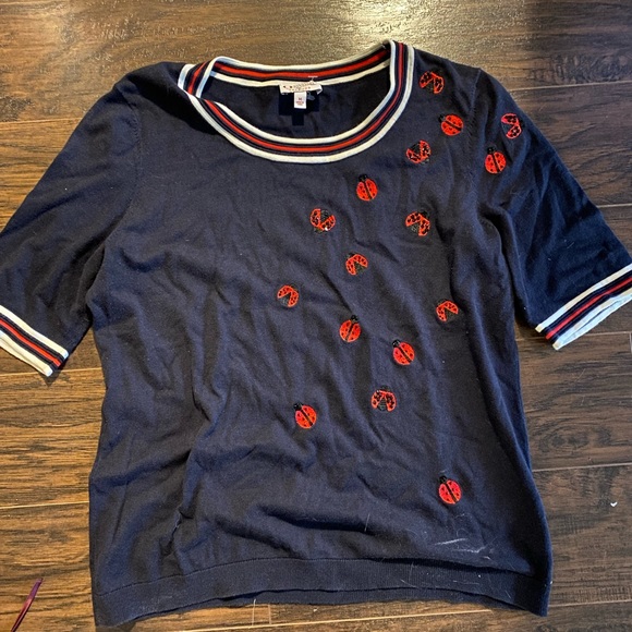 SOLD Vintage Lady Bug Short Sleeved Sweater - Picture 1 of 3